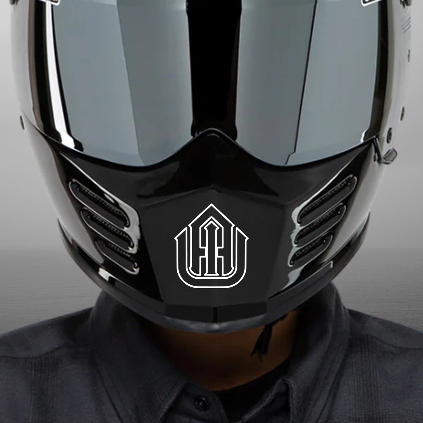 WHITE MONOGRAM HELMET DECAL